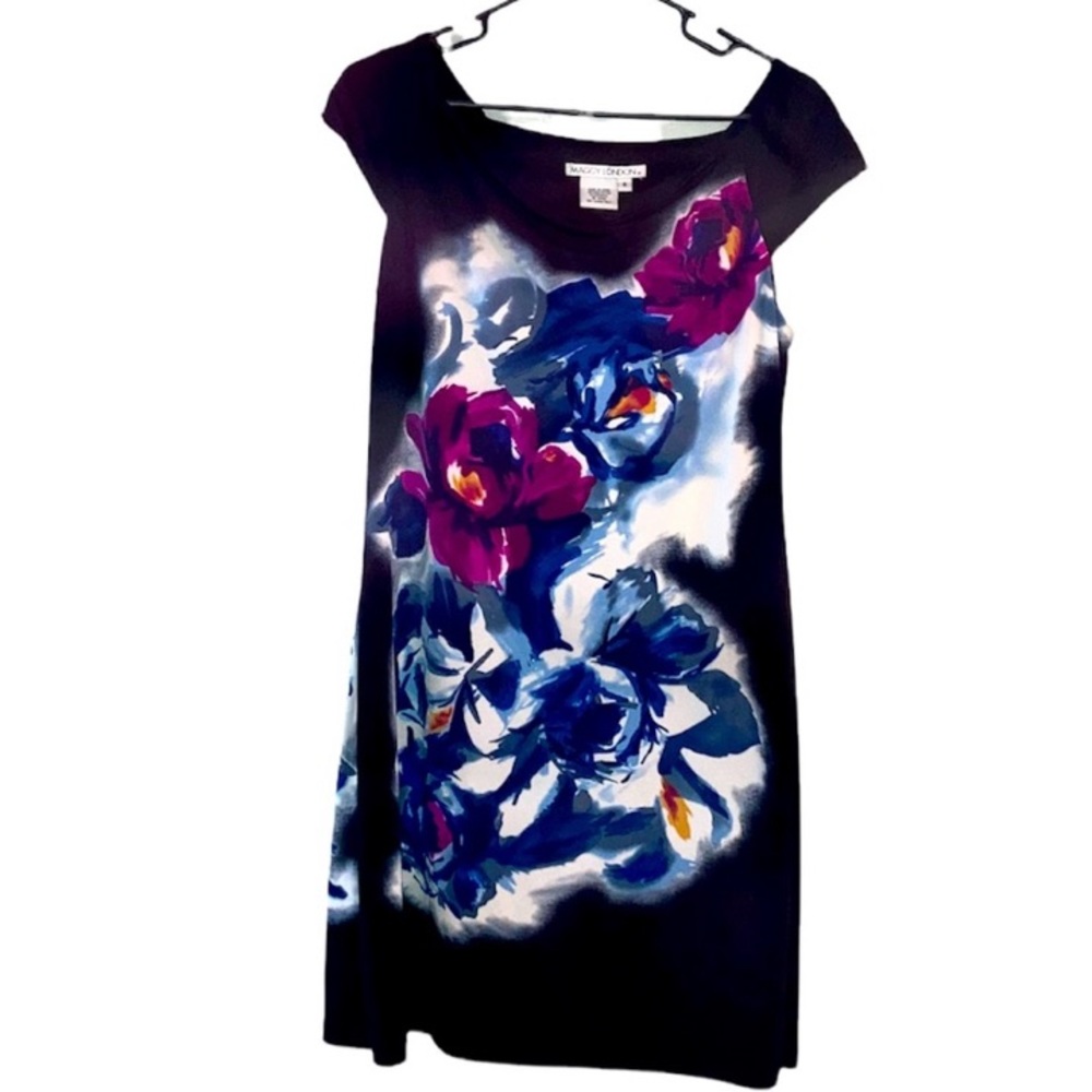 Maggy London black abstract floral dress size 6